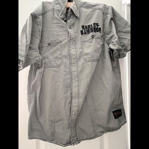 Mens Lg button down genuine Harley Davidson short sleeve shirt